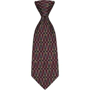 Via Europa Men Silk Necktie Burgundy Gold Navy Geometric Diamond Floral USA Made